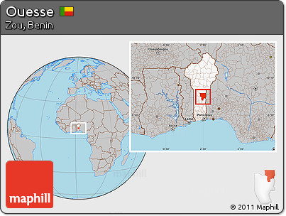 Gray Location Map of Ouesse, highlighted country