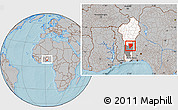 Gray Location Map of Ouesse, highlighted country, highlighted parent region, within the entire country, hill shading