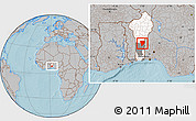 Gray Location Map of Ouesse, highlighted country, highlighted parent region, hill shading