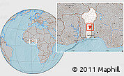 Gray Location Map of Ouesse, highlighted country, hill shading
