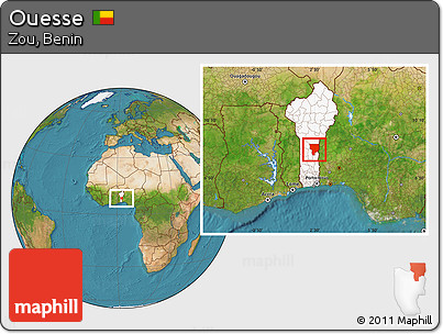 Satellite Location Map of Ouesse, highlighted country