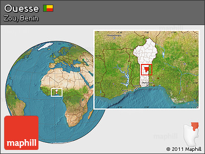 Satellite Location Map of Ouesse, highlighted country