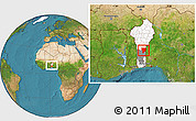 Satellite Location Map of Ouesse, highlighted country, highlighted parent region, within the entire country