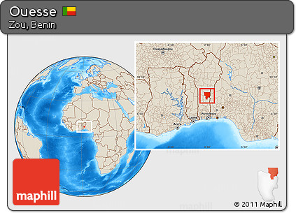Shaded Relief Location Map of Ouesse