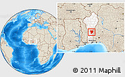 Shaded Relief Location Map of Ouesse, highlighted country, within the entire country