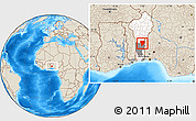 Shaded Relief Location Map of Ouesse, highlighted country, highlighted parent region
