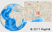 Shaded Relief Location Map of Ouesse, highlighted parent region, within the entire country