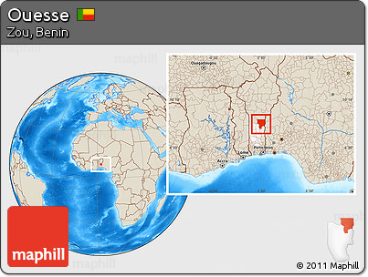 Shaded Relief Location Map of Ouesse, highlighted parent region