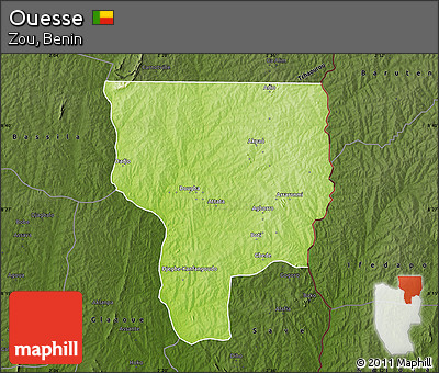 Physical Map of Ouesse, darken