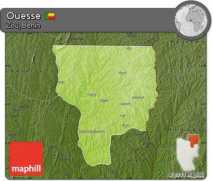 Physical Map of Ouesse, darken