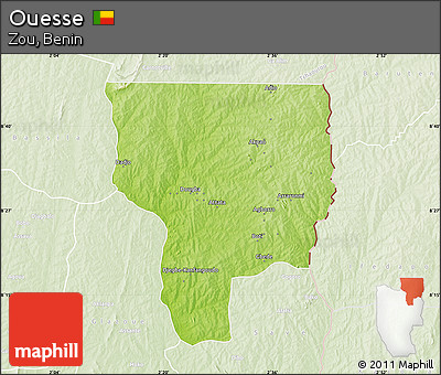 Physical Map of Ouesse, lighten