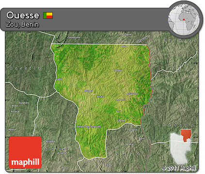 Satellite Map of Ouesse, semi-desaturated