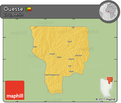 Savanna Style Map of Ouesse, single color outside