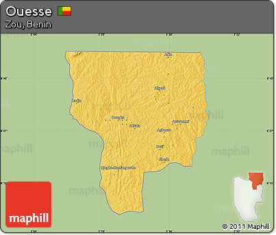 Savanna Style Map of Ouesse, single color outside
