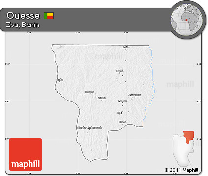 Silver Style Map of Ouesse, single color outside