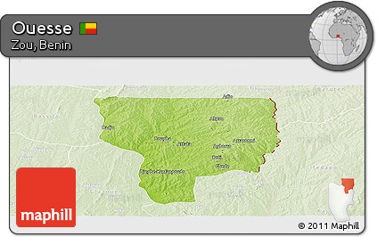 Physical Panoramic Map of Ouesse, lighten