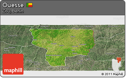 Satellite Panoramic Map of Ouesse, semi-desaturated