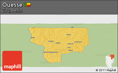 Savanna Style Panoramic Map of Ouesse, single color outside