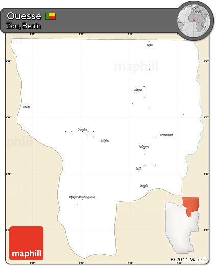 Classic Style Simple Map of Ouesse, single color outside
