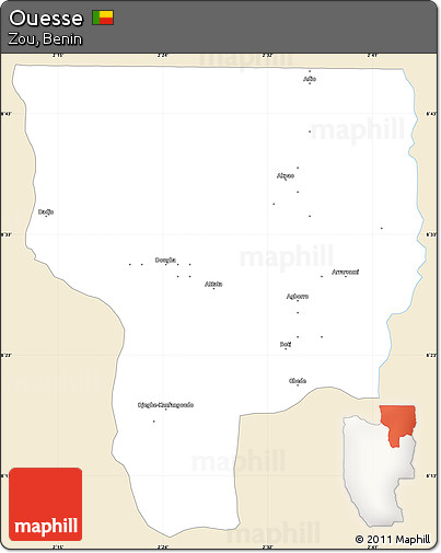 Classic Style Simple Map of Ouesse, single color outside