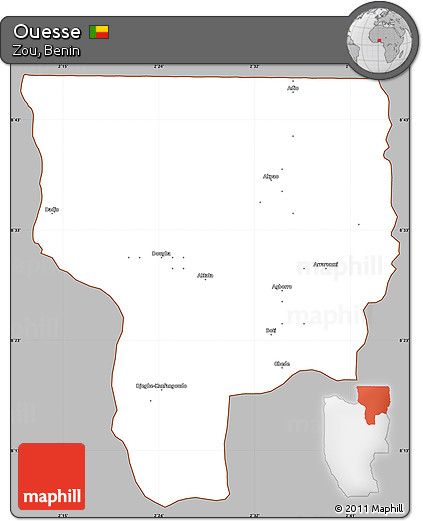 Gray Simple Map of Ouesse, cropped outside