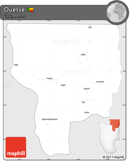Silver Style Simple Map of Ouesse, single color outside