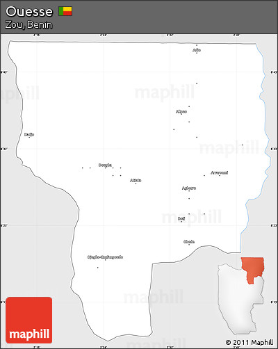 Silver Style Simple Map of Ouesse, single color outside