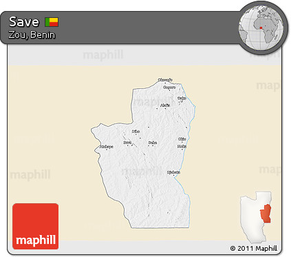 Classic Style 3D Map of Save, single color outside