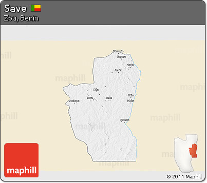 Classic Style 3D Map of Save, single color outside