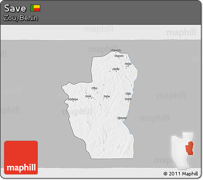 Gray 3D Map of Save, single color outside