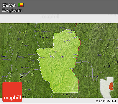 Physical 3D Map of Save, darken