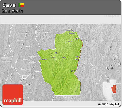 Physical 3D Map of Save, lighten, desaturated
