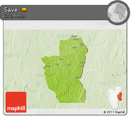 Physical 3D Map of Save, lighten