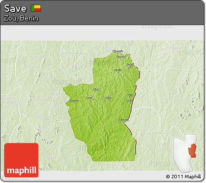 Physical 3D Map of Save, lighten