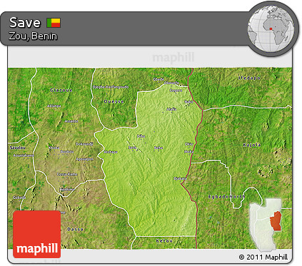 Physical 3D Map of Save, satellite outside