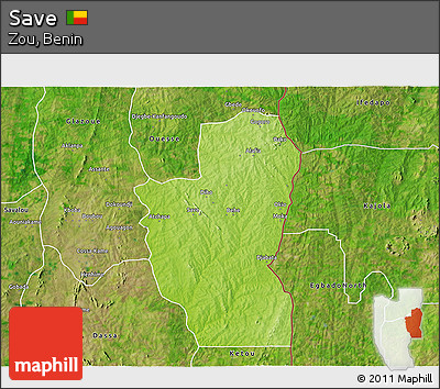Physical 3D Map of Save, satellite outside