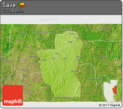 Physical 3D Map of Save, satellite outside