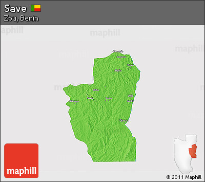 Political 3D Map of Save, single color outside