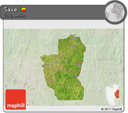 Satellite 3D Map of Save, lighten