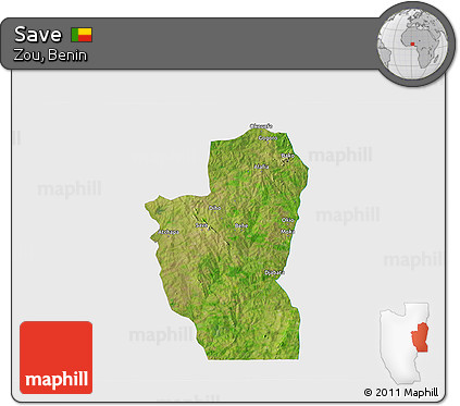 Satellite 3D Map of Save, single color outside