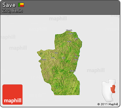 Satellite 3D Map of Save, single color outside