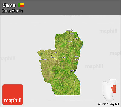 Satellite 3D Map of Save, single color outside