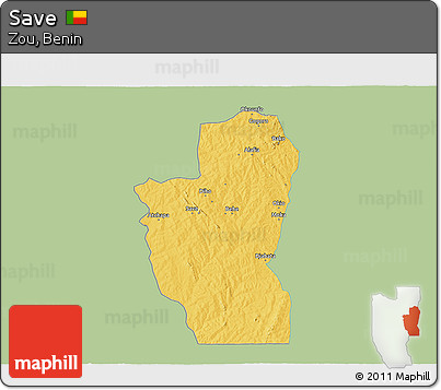 Savanna Style 3D Map of Save, single color outside