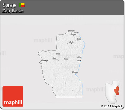 Silver Style 3D Map of Save, single color outside