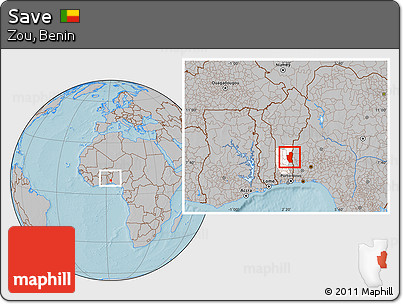 Gray Location Map of Save, highlighted parent region, within the entire country, hill shading