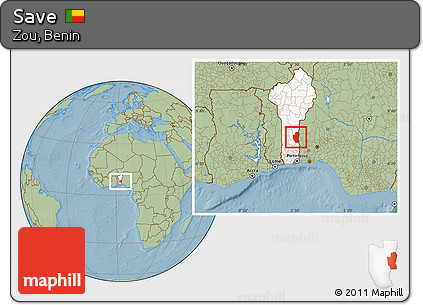Savanna Style Location Map of Save, highlighted country, hill shading