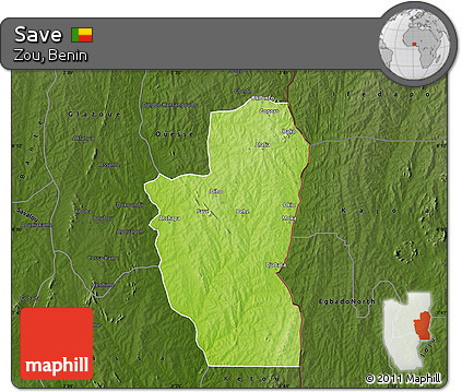 Physical Map of Save, darken