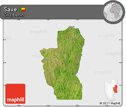 Satellite Map of Save, single color outside