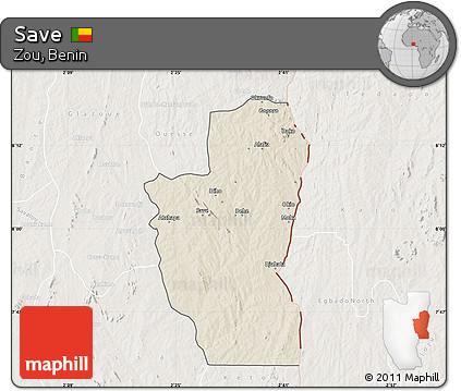 Shaded Relief Map of Save, lighten