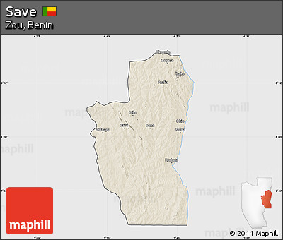 Shaded Relief Map of Save, single color outside